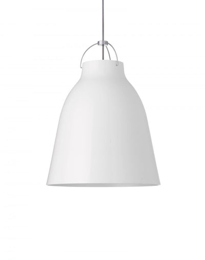 Outlet Fritz Hansen Caravaggio gloss metal pendant - P3, Gloss white & white flex