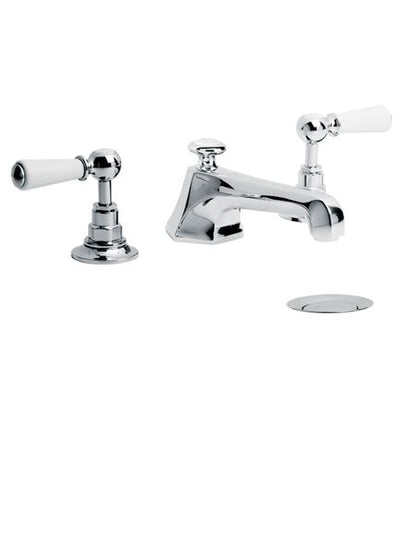 Lefroy Brooks WL1228 Mackintosh White Ceramic Lever Three Hole Basin Mixer with Pop-Up Waste