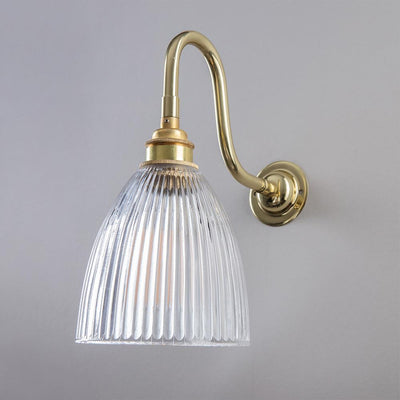 Old School Electric Elongated Prismatic Bathroom Wall Light, Swan Arm