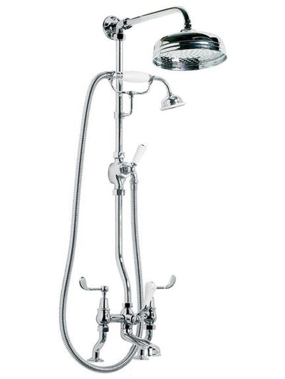 Lefroy Brooks CL1701 Connaught Bath Shower Mixer with Lever Handles, Riser, Diverter, Shower Handset and 8 inch Rose