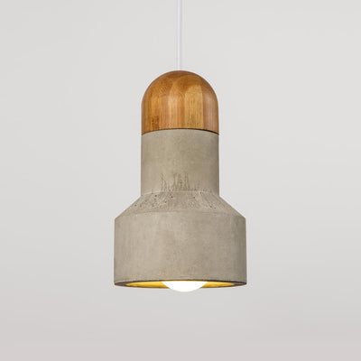 Bentu Qie pendant light - concrete & bamboo