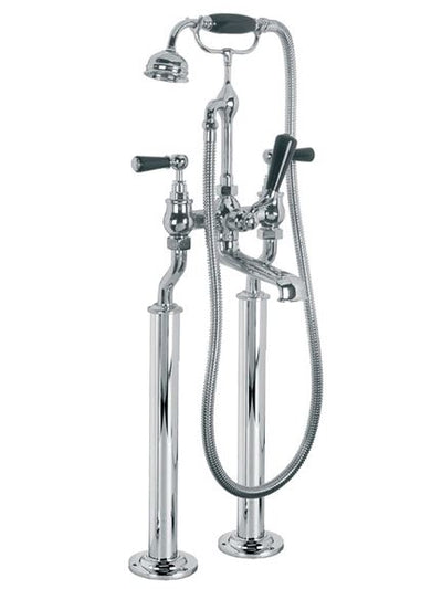 Lefroy Brooks BL1144 Classic Floor Standing Bath Shower Mixer with Black Ceramic Lever Handles