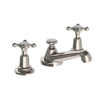 Outlet Lefroy Brooks Classic three hole basin mixer with Connaught handwheels and pop-up waste CH1220 - Silver nickel