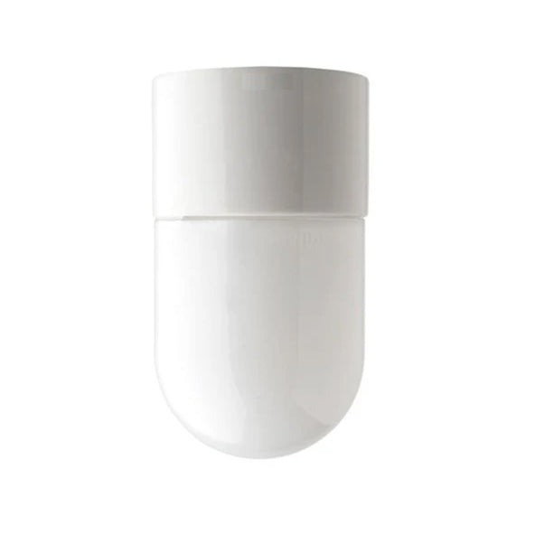 Waterproof white porcelain lamp - narrow - White porcelain with opal glass