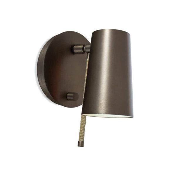 Outlet Up wall light - Bronze with brass insets - dark honey silk cord