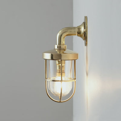 Outlet Miniature ship's well glass wall light - Polished brass, Clear