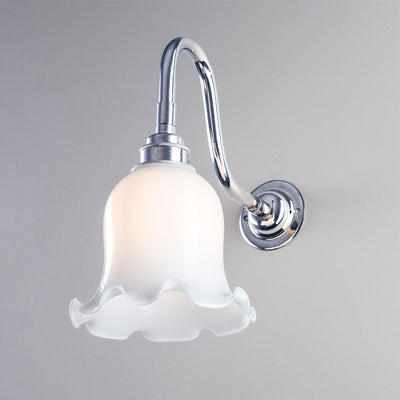 Old School Electric Tulip opal glass bathroom wall light