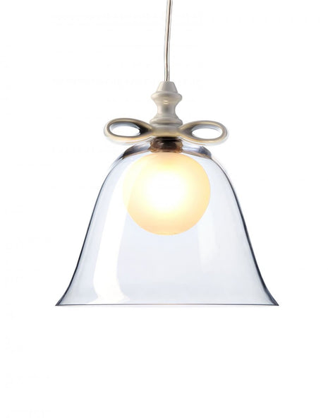 Outlet Bell Ribbon pendant light - Small - white bow - transparent