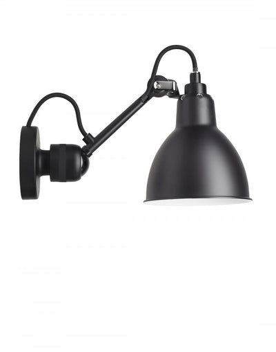 Ex Display Lampe Gras 304 Small Wall Light - Black Arm - Black Shade, Round, Hard-Wired