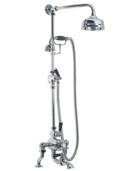 Lefroy Brooks BL8824 Exposed Thermostatic Bath Shower Mixer with Black Ceramic Lever Handles, Riser Kit, Handset, Diverter, 5 inch Rose and Adjustable Riser Pipe Bracket