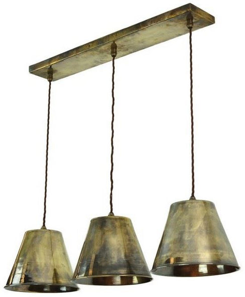 Outlet Map Room Multiple Pendant Light - 3 Light - Antique Brass