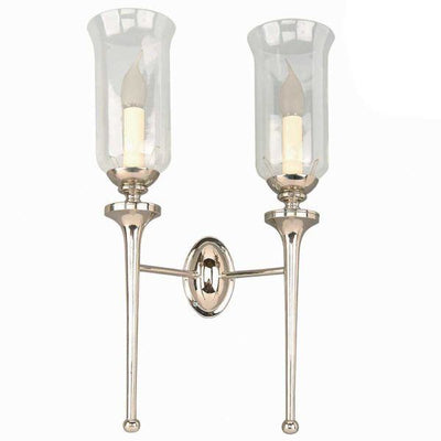 Limehouse Nickel Twin Grosvenor Wall Light with Storm Glasses