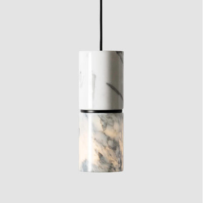 Ex-Display Ri Pendant Light in Marble - White Marble with Black Detail