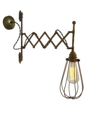 Scissor arm wall light - bulb cage