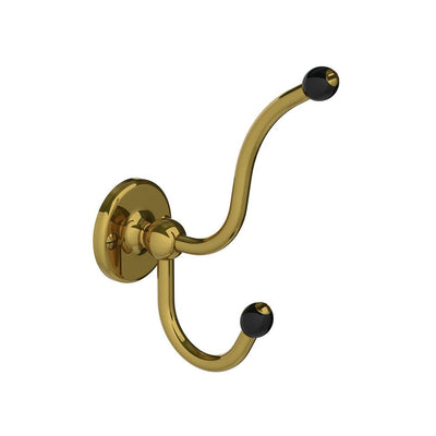 Lefroy Brooks Double Robe Hook with Black Ceramic Acorns BK4511