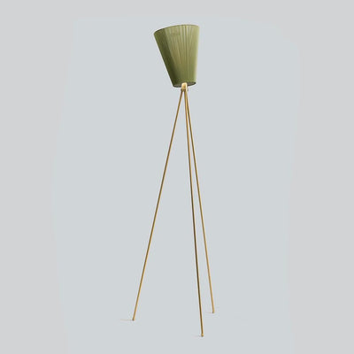 Outlet Oslo Wood floor lamp - Gold, Olive green