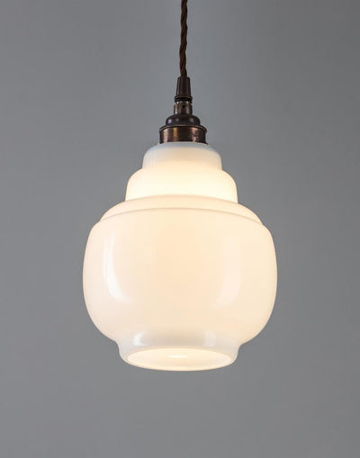 Old School Electric Barrel Opal Glass Pendant Light