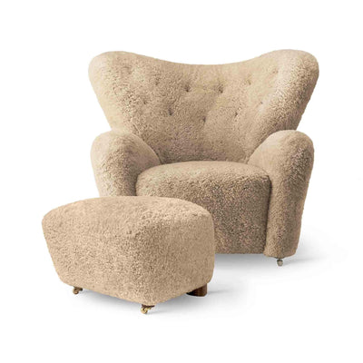 Audo Copenhagen Tired Man Sheepskin Lounge Chair with Free Ottoman