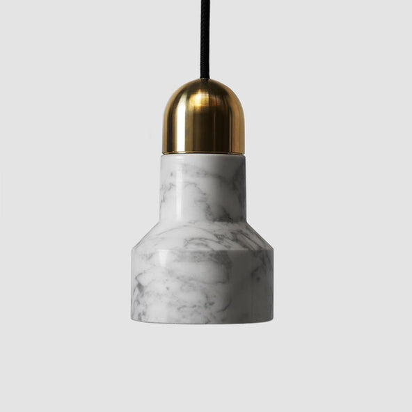 Outlet Qie pendant - Marble or lavastone - White marble with brass fitting