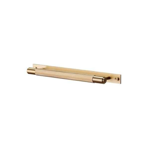 Outlet Pull bar - medium with plate - knurled pattern - Brass