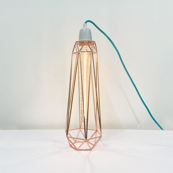 Outlet Diamond cage table lamp - Slim 2, Bronze with blue cable