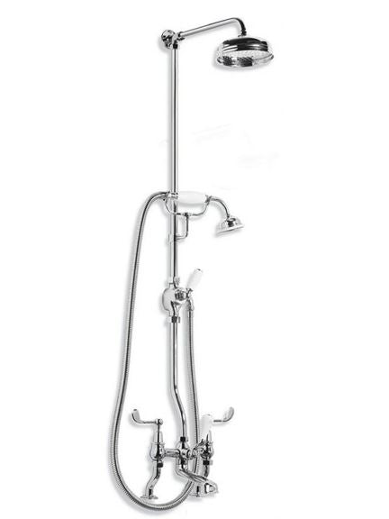 Lefroy Brooks CL1700 Connaught Exposed Bath Shower Mixer with Lever Handles, Riser, Diverter, Hand Shower and 5 inch Rose