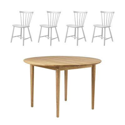 FDB Mobler Round Kitchen Dining Table Bundle