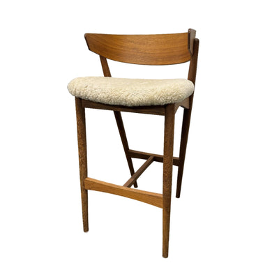 Ex Display Sibast No 7 Stool with Back Rest - Smoked Oak & Sheepskin