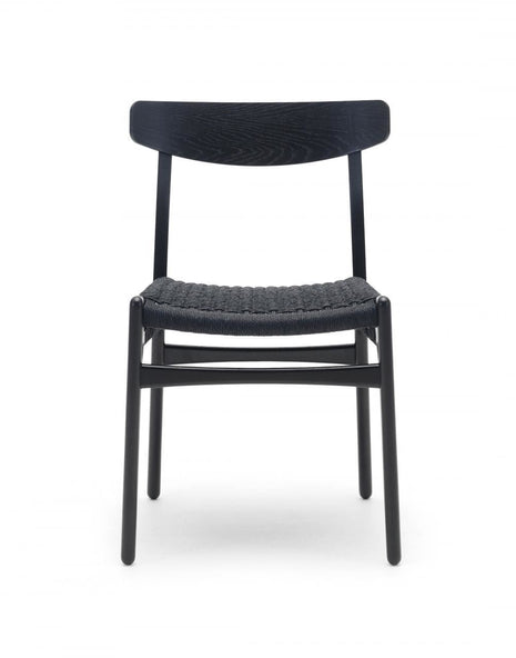 Outlet CH23 dining chair - Oak - black stain, Black paper cord