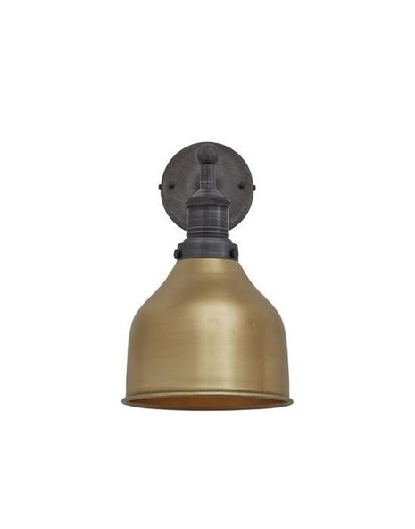 Outlet Brooklyn Vintage Antique Sconce Wall Lamp - Cone - Brass Shade - Pewter Holder