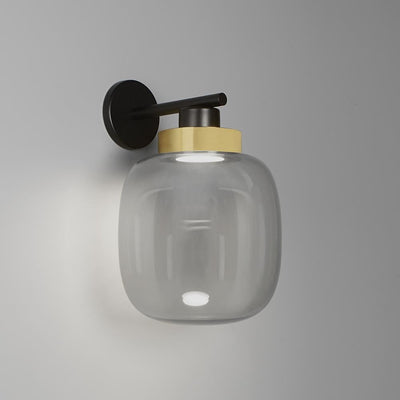 Outlet Legier wall lamp - Small - Sand Black + Brushed Brass, Smoked Glass