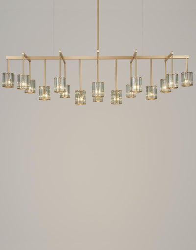 Tom Kirk Lighting Flute Beam Chandelier in Brushed Brass