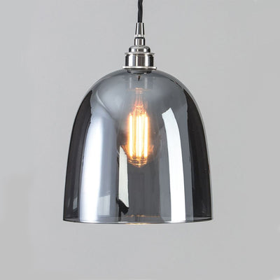 Old School Electric Bell blown glass pendant light - smoked