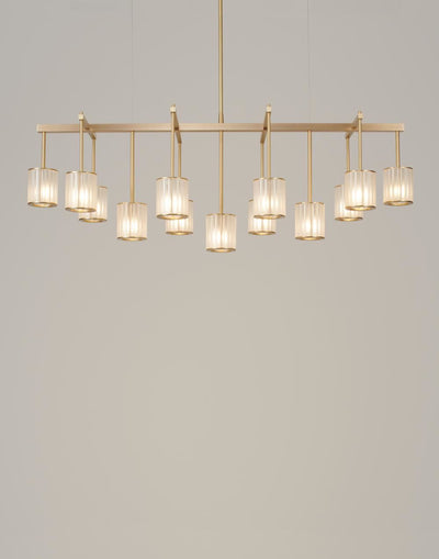 Tom Kirk Lighting Flute Beam Chandelier in Brushed Brass